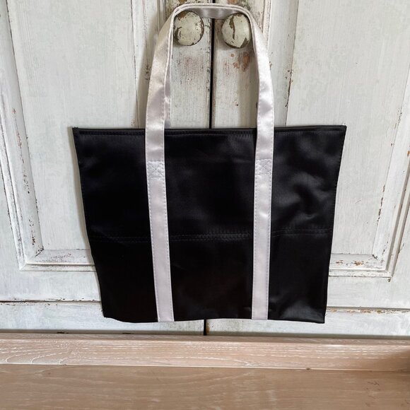 Black with White Polished Cotton Tote/Briefcase/File Tote/Document Carrier - Picture 1 of 9